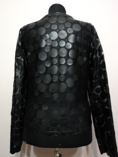 Black Leather Leaf Jacket for Women Design 07 Genuine Short Zip Up Light Lightweight
