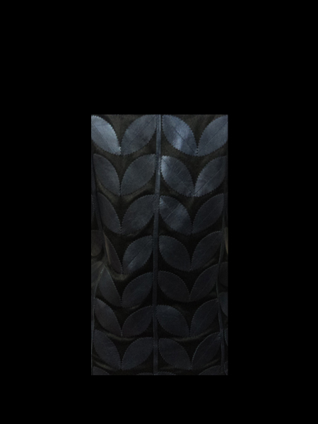 Navy Blue Leather Leaf Jacket for Women V Neck Design 09 Genuine Short Zip Up Light Lightweight [ Click to See Photos ]