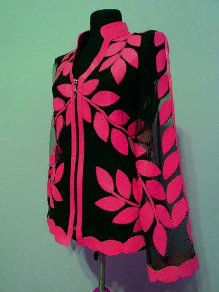 Pink Leather Leaf Jacket for Women V Neck Design 10 Genuine Short Zip Up Light Lightweight