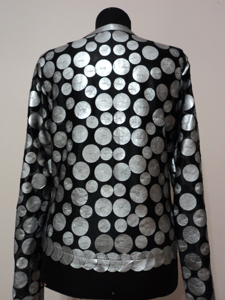 Silver Leather Leaf Jacket for Women Design 07 Genuine Short Zip Up Light Lightweight