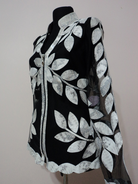 White Snake Pattern Leather Leaf Jacket for Women V Neck Design 10 Genuine Short Zip Up Light Lightweight