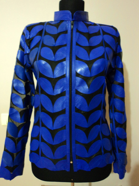 Blue Leather Leaf Jacket for Women [ Click to See Photos ]